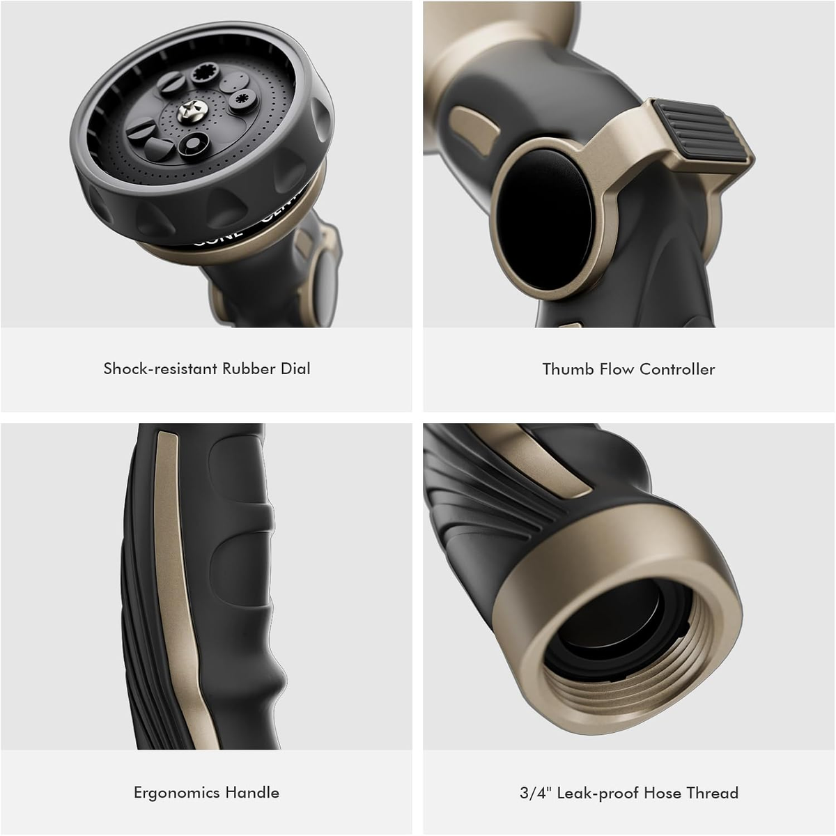 Laurel Gardenware Bronze Zinc Alloy Thumb-Control Hose Nozzle additional product photo