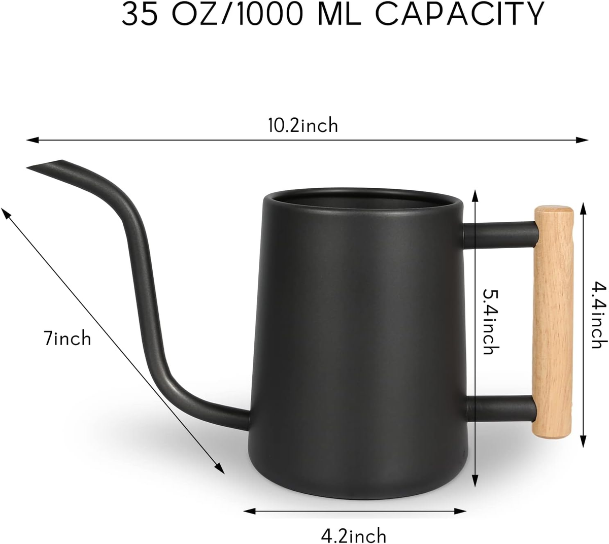 Laurel Gardenware Black Stainless Steel Gooseneck Watering Can with Wooden Handle additional product photo