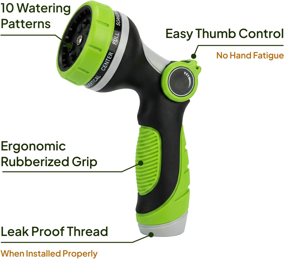 Laurel Gardenware Thumb-Control Multi-Pattern Hose Nozzle additional product photo