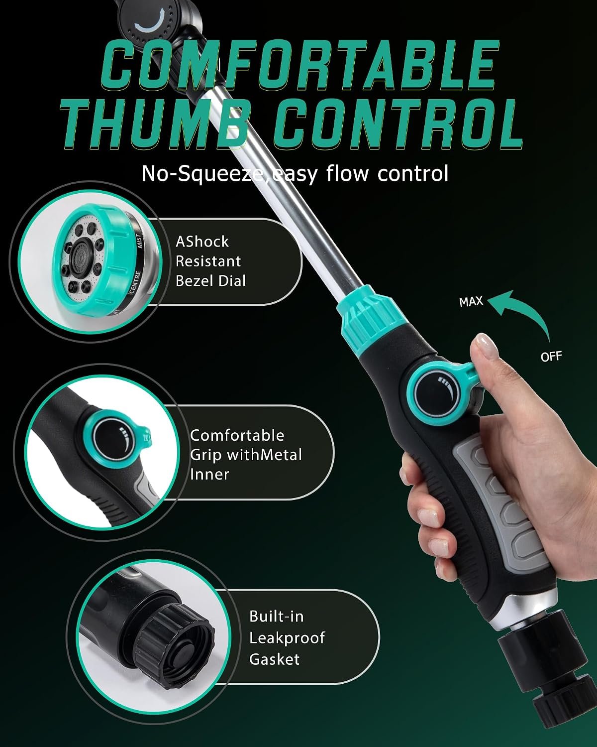 Laurel Gardenware Aluminum Thumb-Valve Watering Wand additional product photo