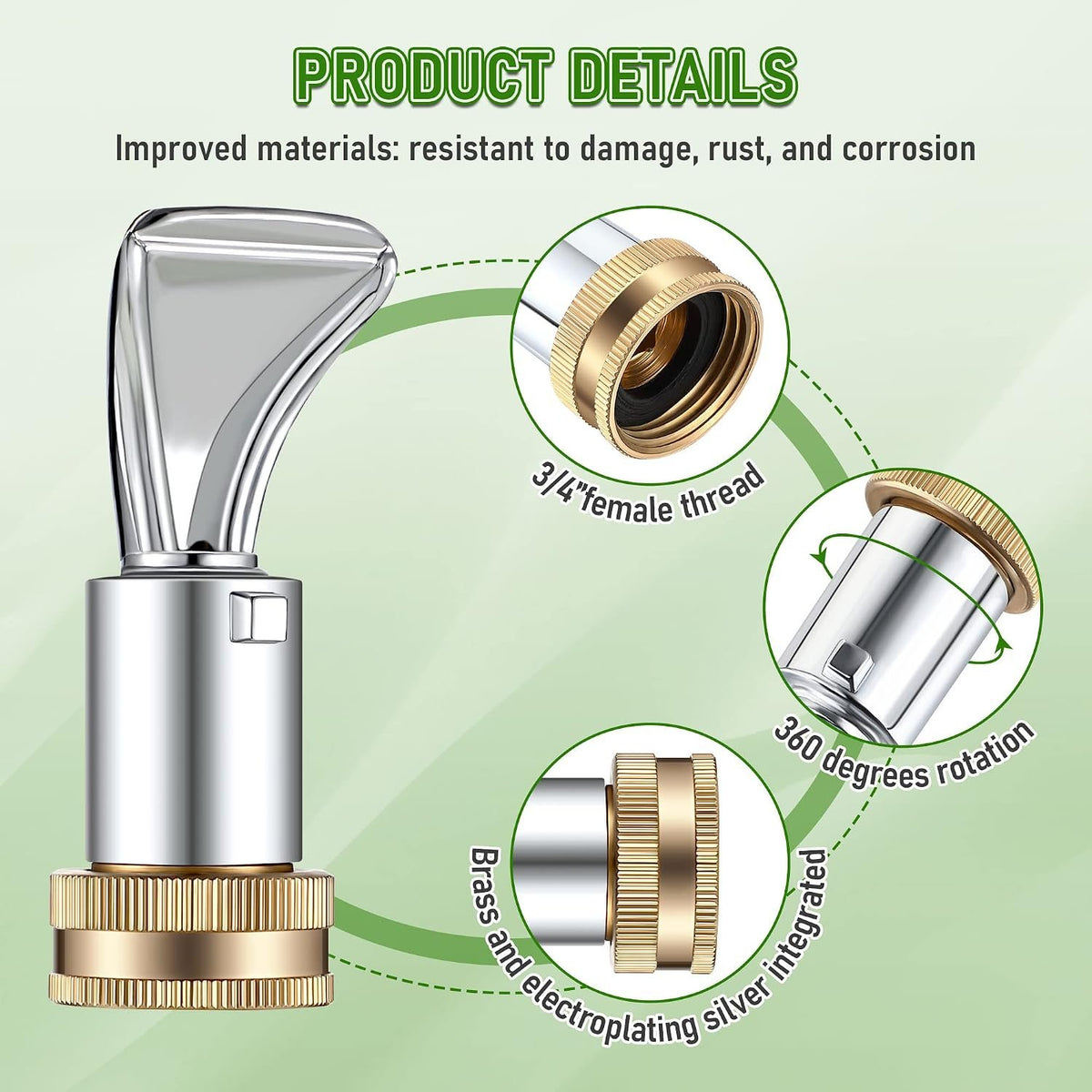 Laurel Gardenware Brass Sweeper Nozzle with Flat Fan Spray additional product photo
