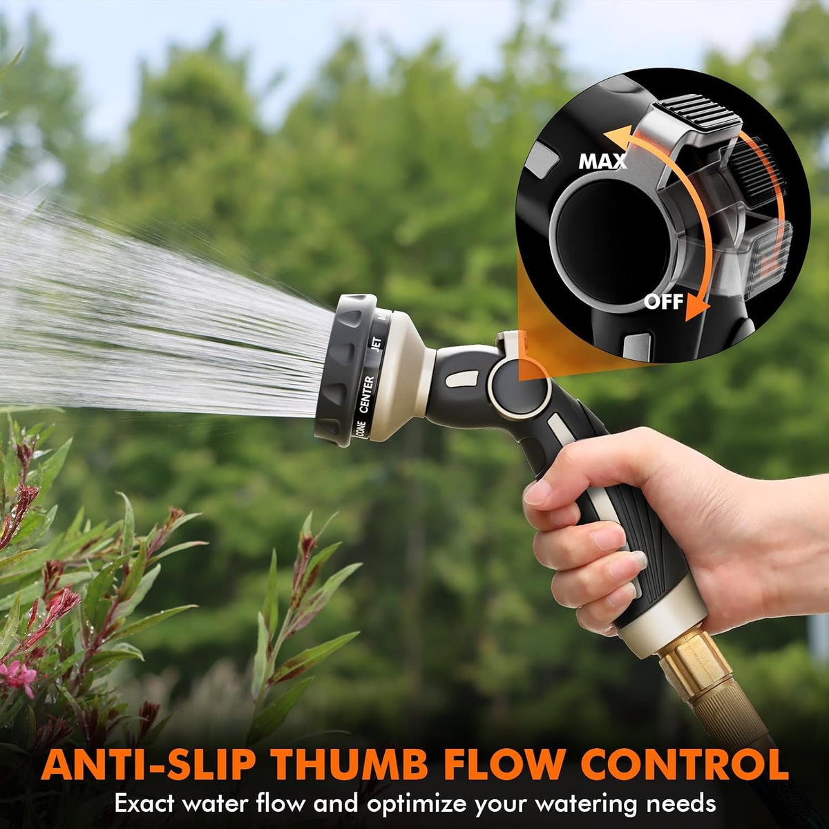 Laurel Gardenware Bronze Zinc Alloy Thumb-Control Hose Nozzle additional product photo