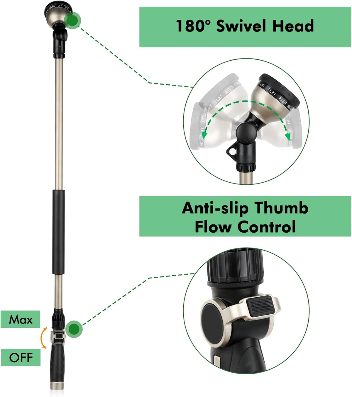 Laurel Gardenware Long-Reach Bronze Watering Wand with Ratcheting Head additional product photo