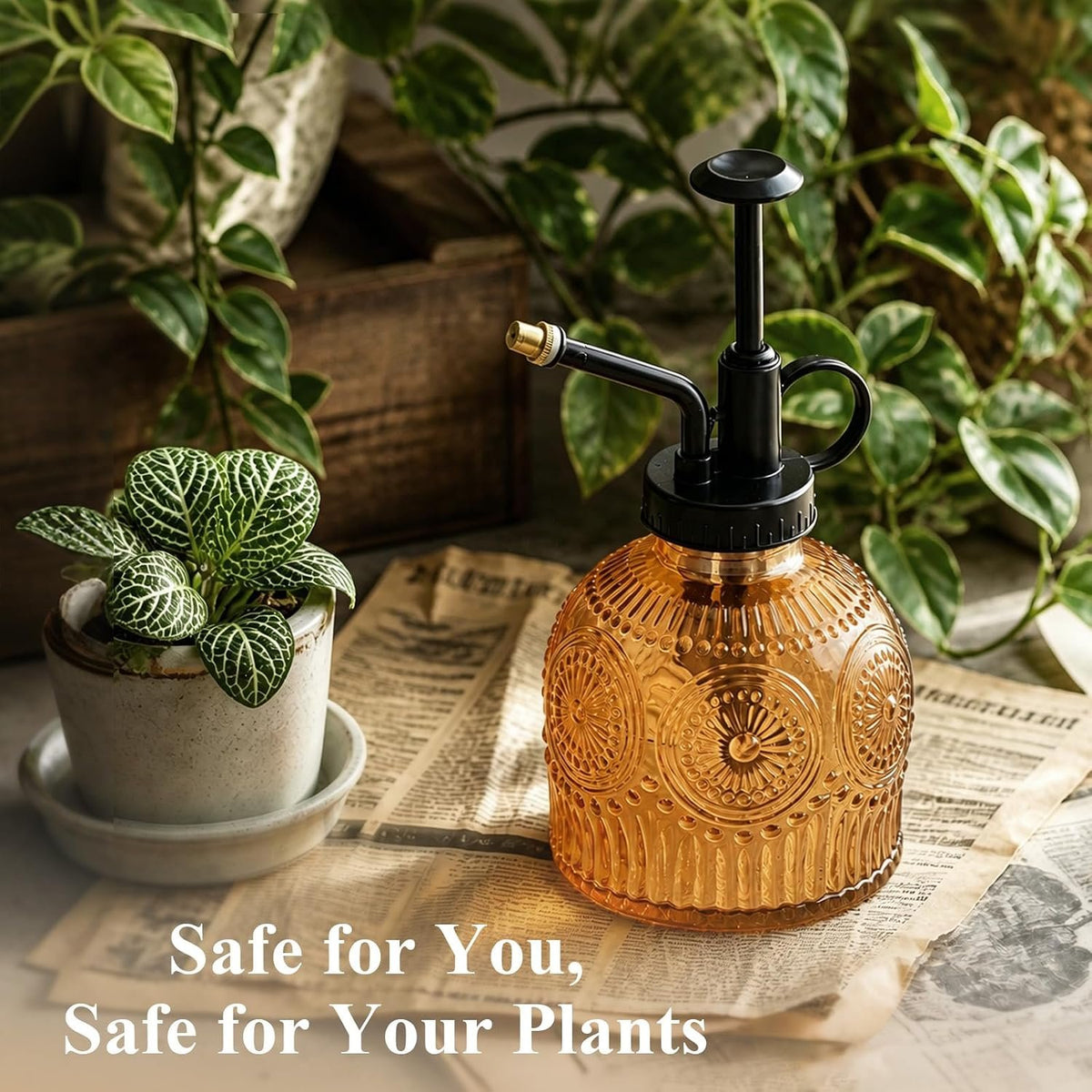 Laurel Gardenware Amber Embossed Glass Plant Mister additional product photo