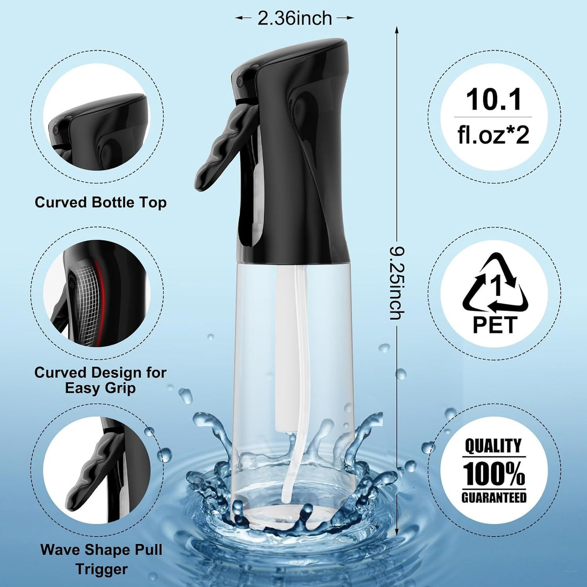Laurel Gardenware Continuous Mist Spray Bottles in Black and White additional product photo