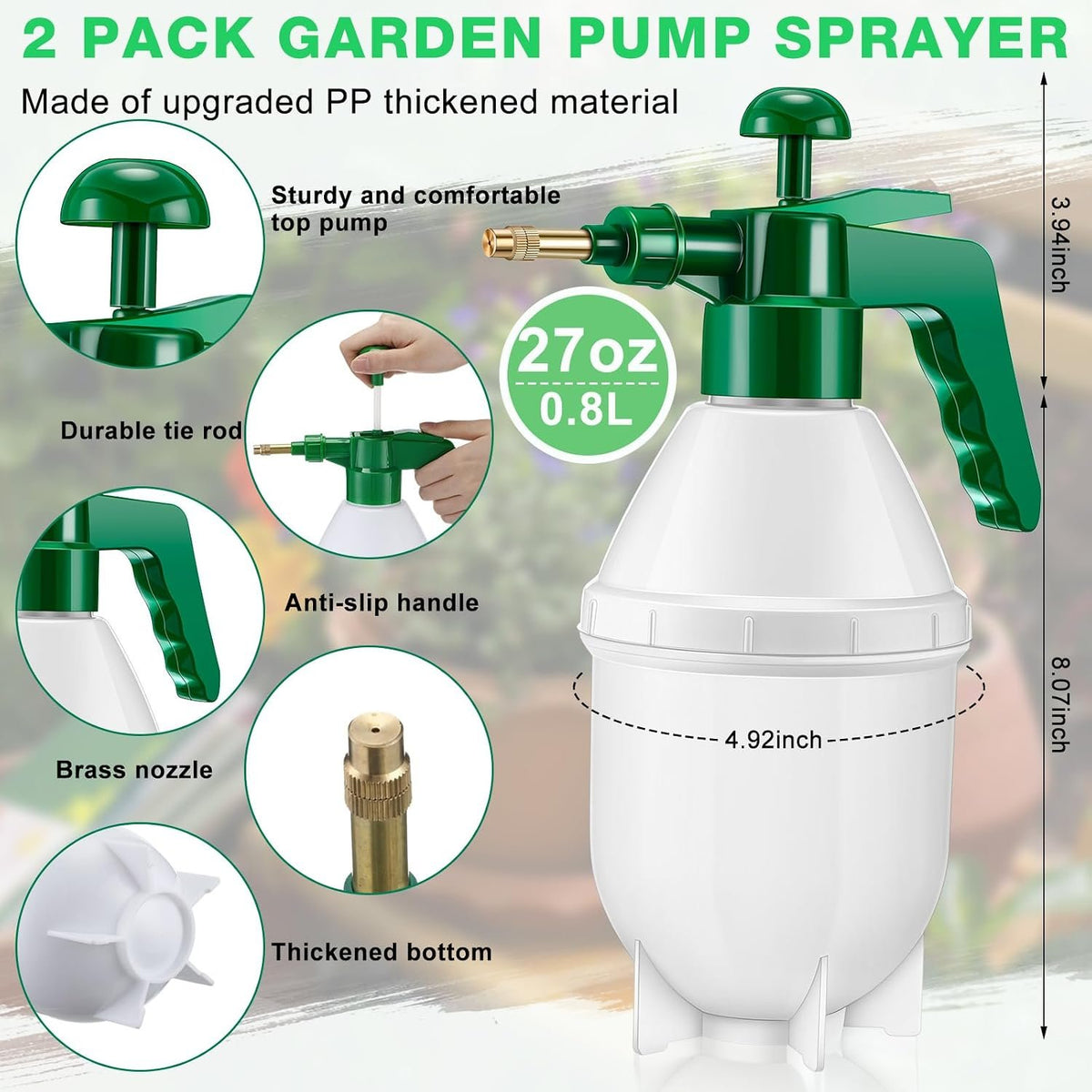 Laurel Gardenware Handheld Pump Sprayers with Brass Nozzle additional product photo