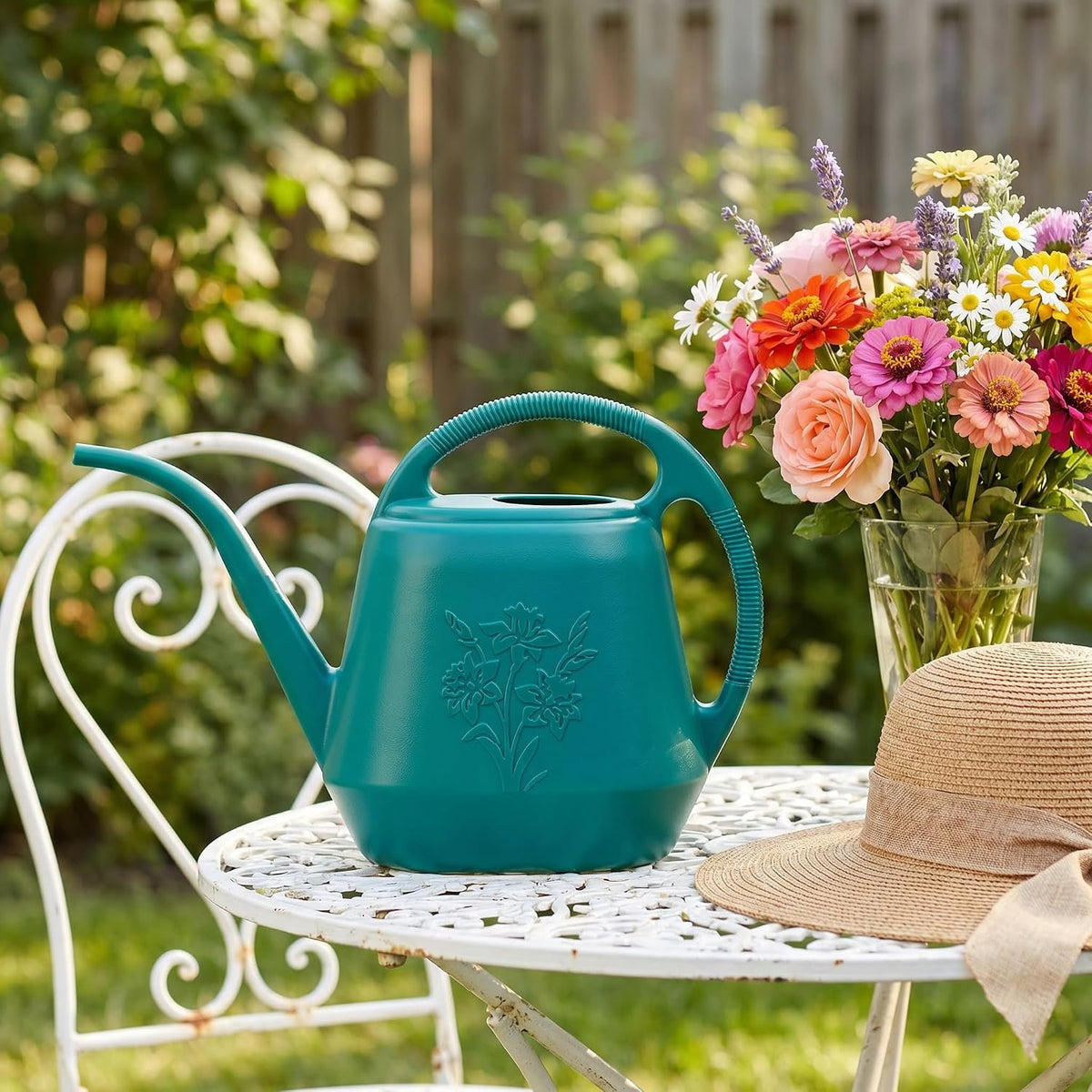 Laurel Gardenware Floral Embossed Long-Spout Watering Can additional product photo