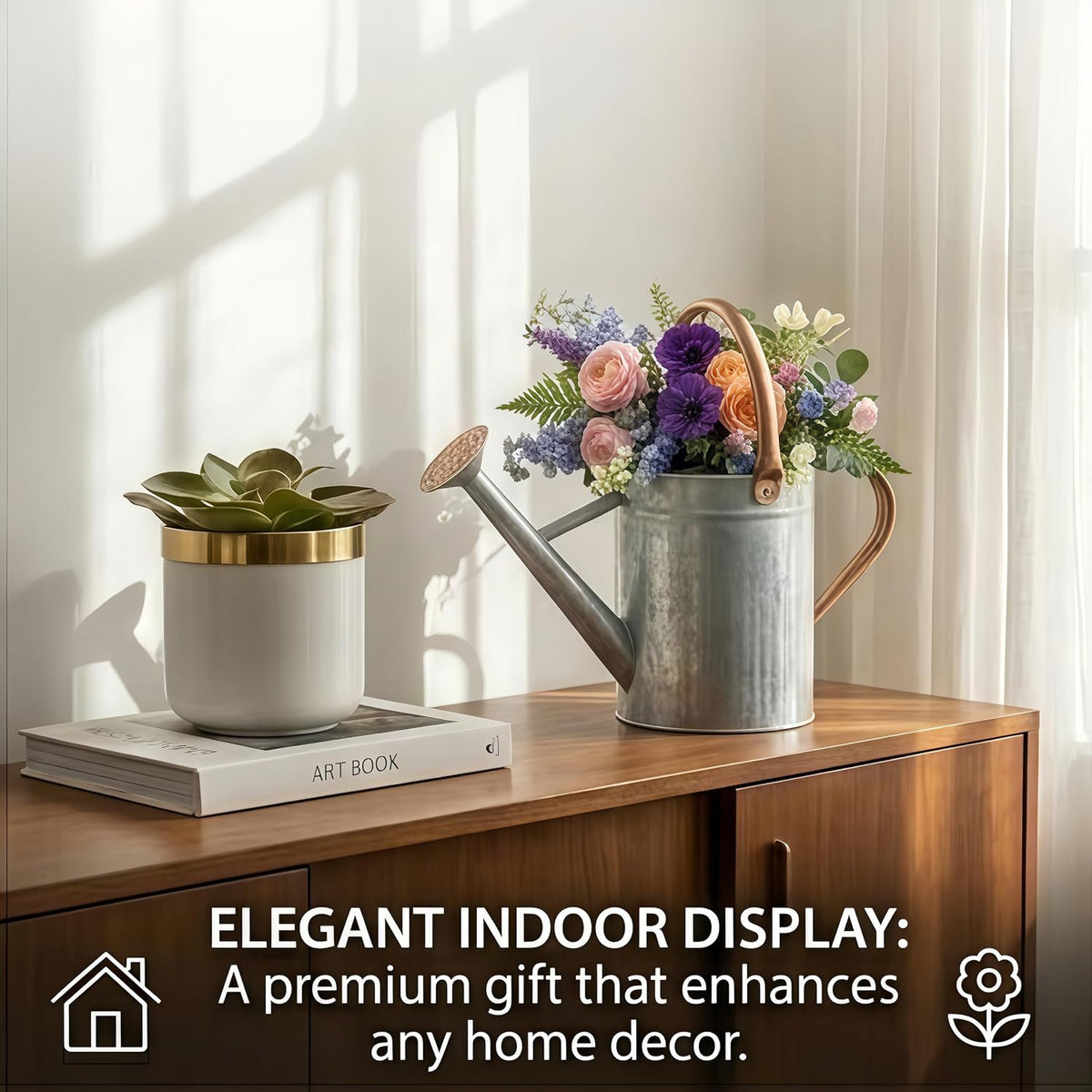 Laurel Gardenware Galvanized Zinc Watering Can with Removable Rose additional product photo