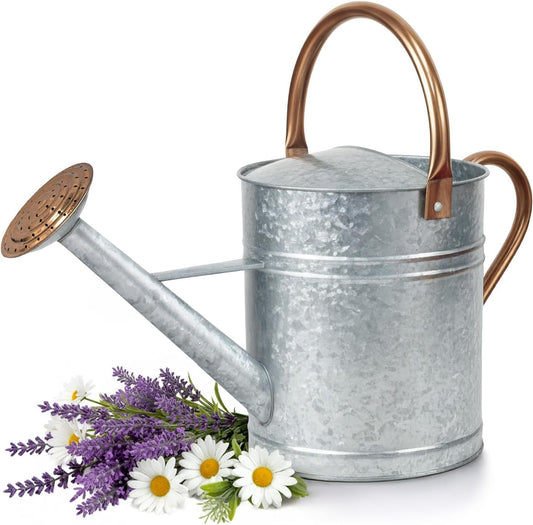 Laurel Gardenware Large Galvanized Watering Can with Copper-Tone Handles studio product photo