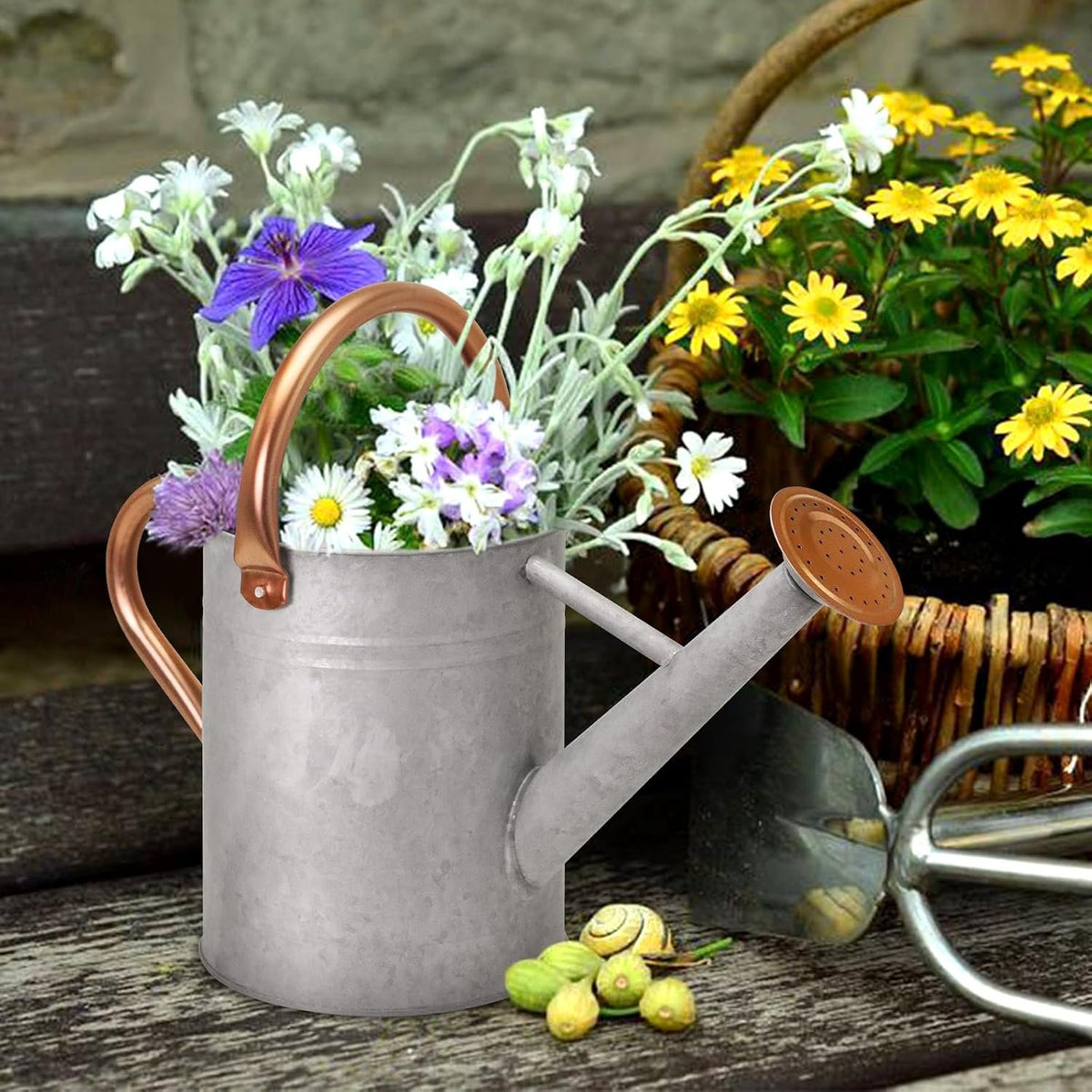Laurel Gardenware Zinc-Color Metal Watering Can with Detachable Sprinkler additional product photo