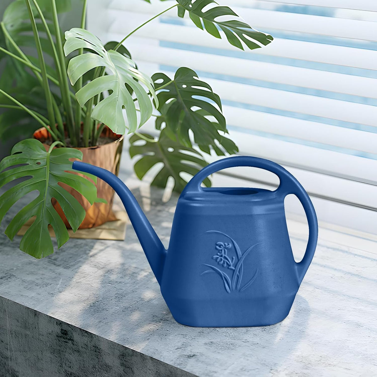 Laurel Gardenware Embossed Blue Plastic Watering Can additional product photo