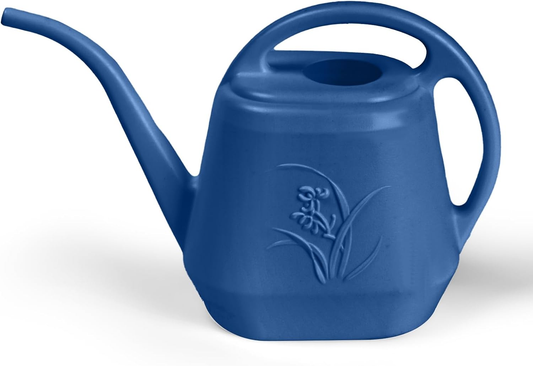 Laurel Gardenware Embossed Blue Plastic Watering Can studio product photo