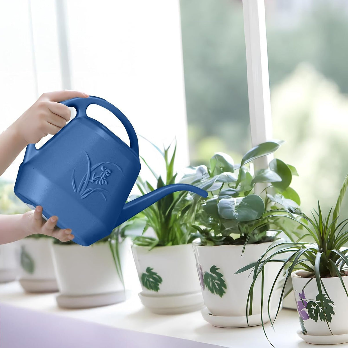 Laurel Gardenware Embossed Blue Plastic Watering Can additional product photo