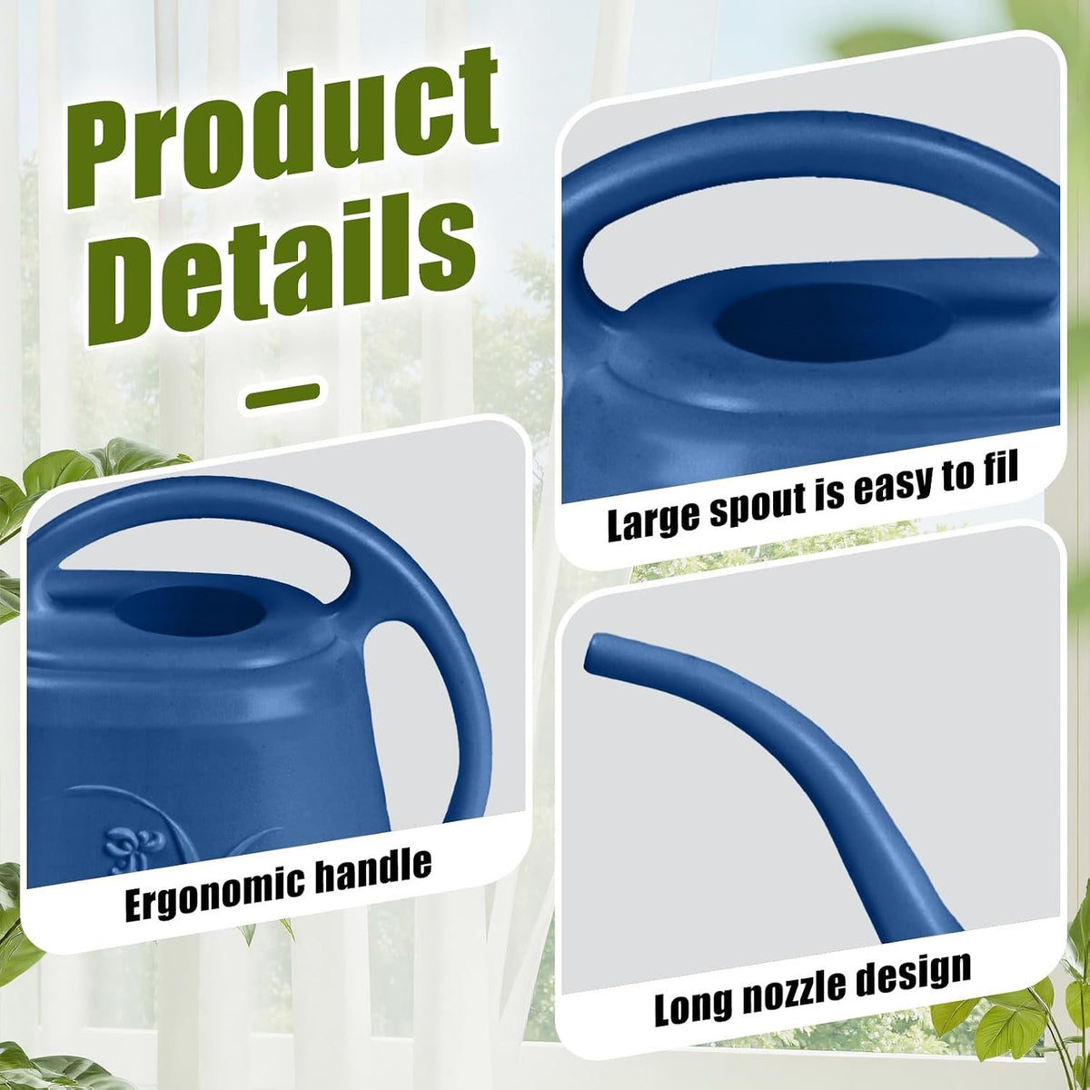 Laurel Gardenware Embossed Blue Plastic Watering Can additional product photo
