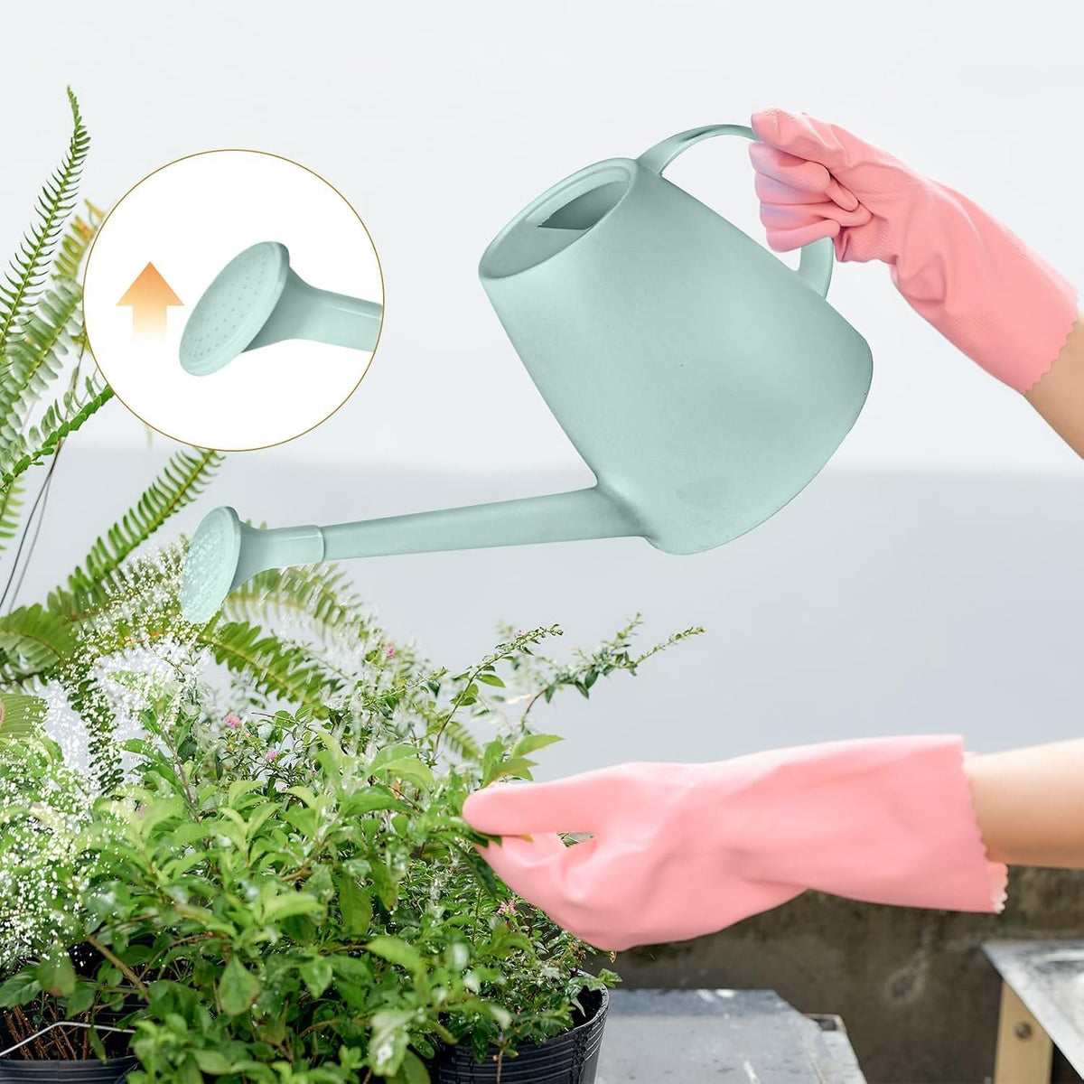 Laurel Gardenware Light Green Watering Can with Removable Shower Head additional product photo