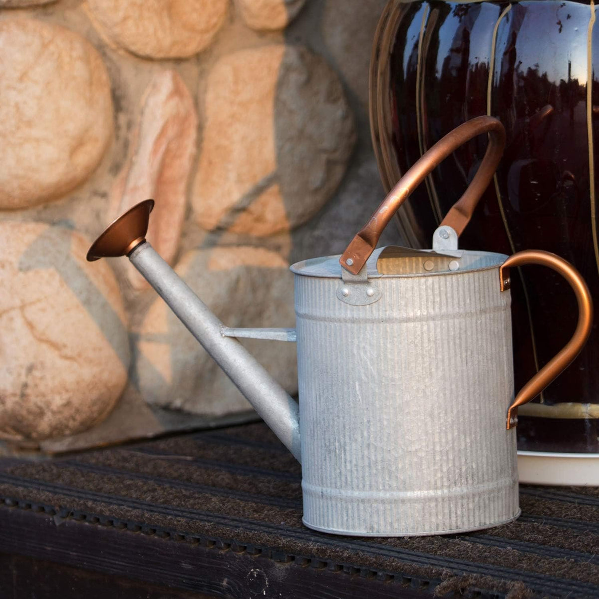 Laurel Gardenware Fluted Silver Metal Watering Can additional product photo